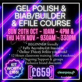 GEL POLISH, BUILDER/BIAB & EFILE small group TRAINING